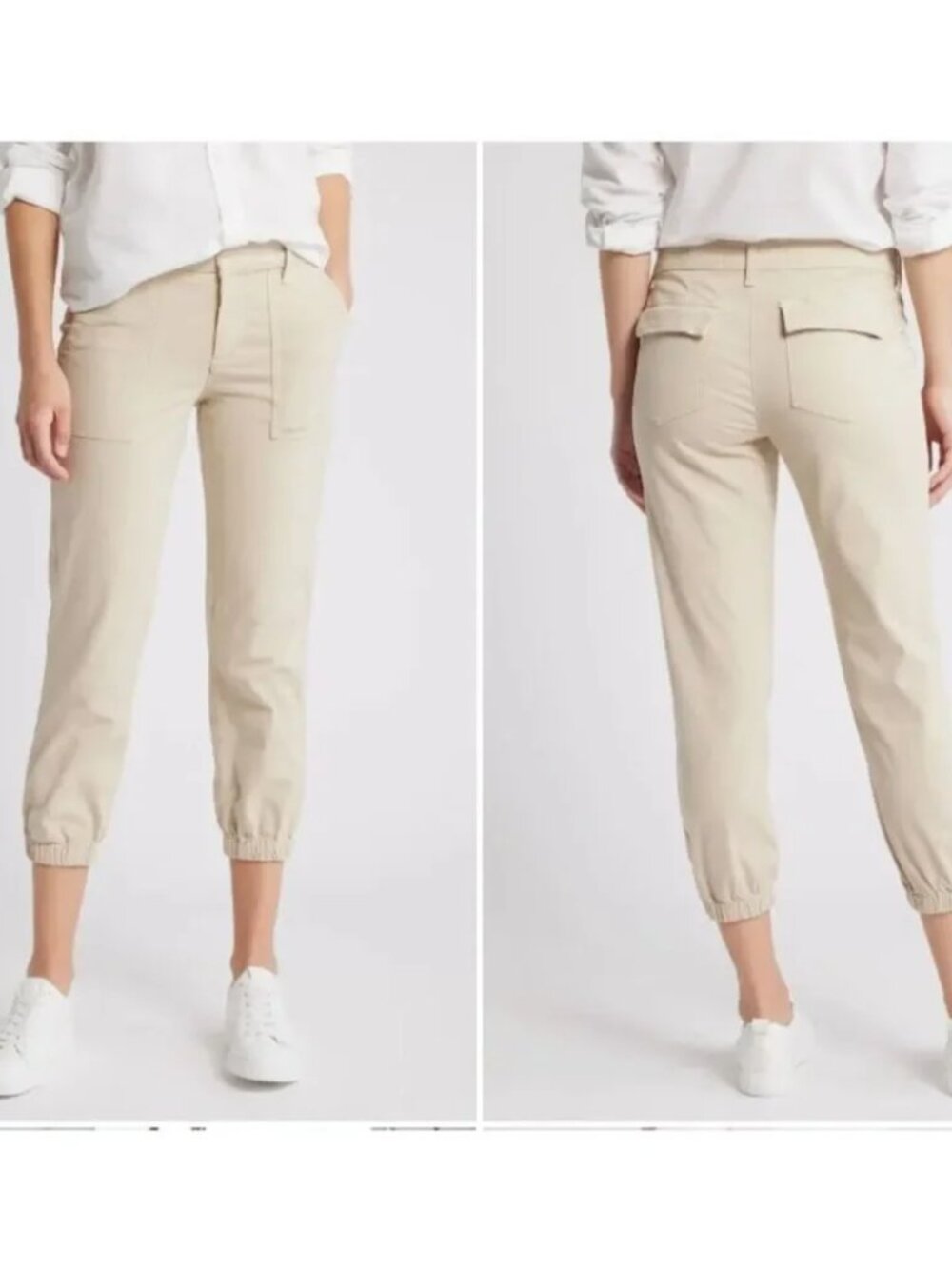 Frank & Eileen Foxrock Cropped Joggers 8 Luxury Soft Comfy Cream Neutral Relaxed